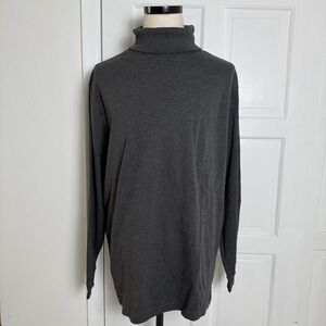 Talbots Turtleneck Sweater Mens 2XL Gray 100% Cotton Long Sleeve Made in USA